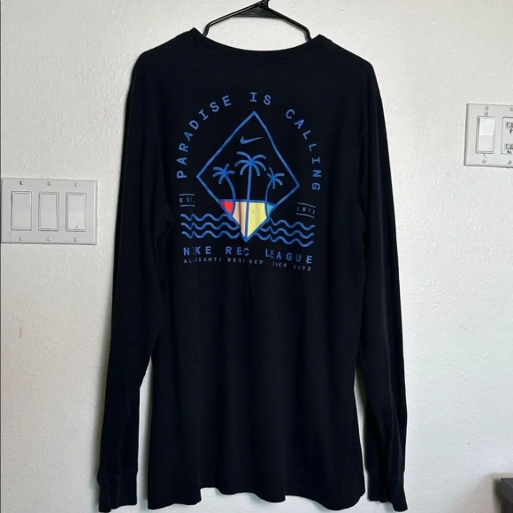 Nike Crew Neck Tshirt Mens XL Tall Long Sleeves Logo Graphic Basketball Black